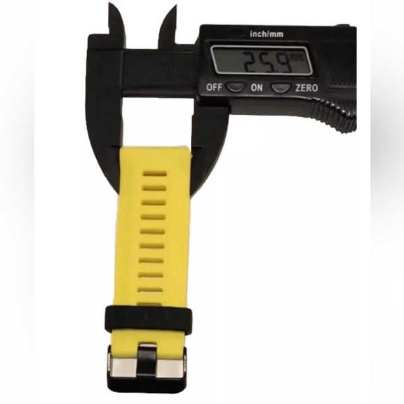 Watch Band 25mm Yellow Blk Silicone Rubber Replacement Nixon 51-30 Strap Garmin - Picture 6 of 11